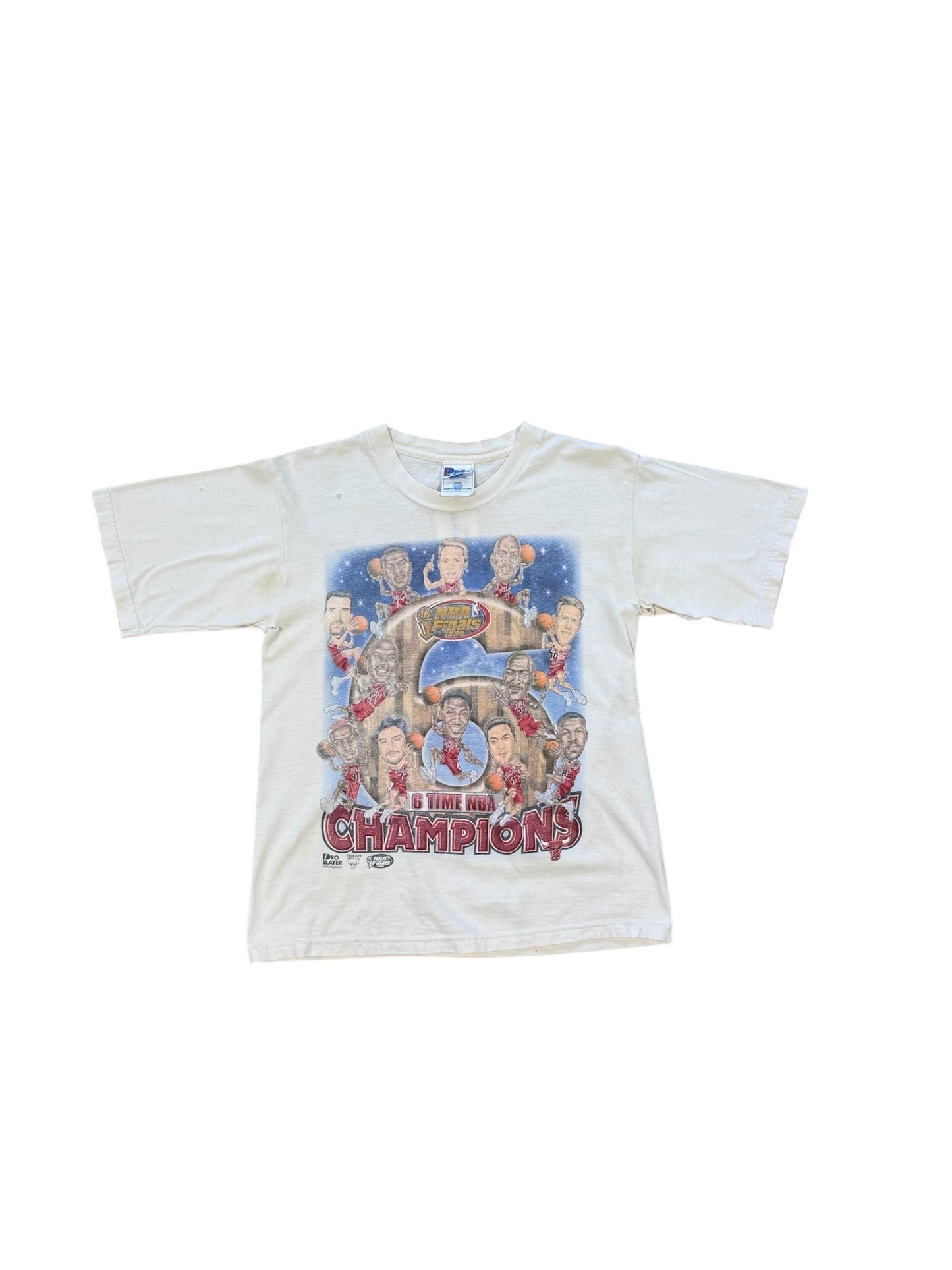 90s Chicago Bulls 6 Time Pro Player Youth Tee Sz L