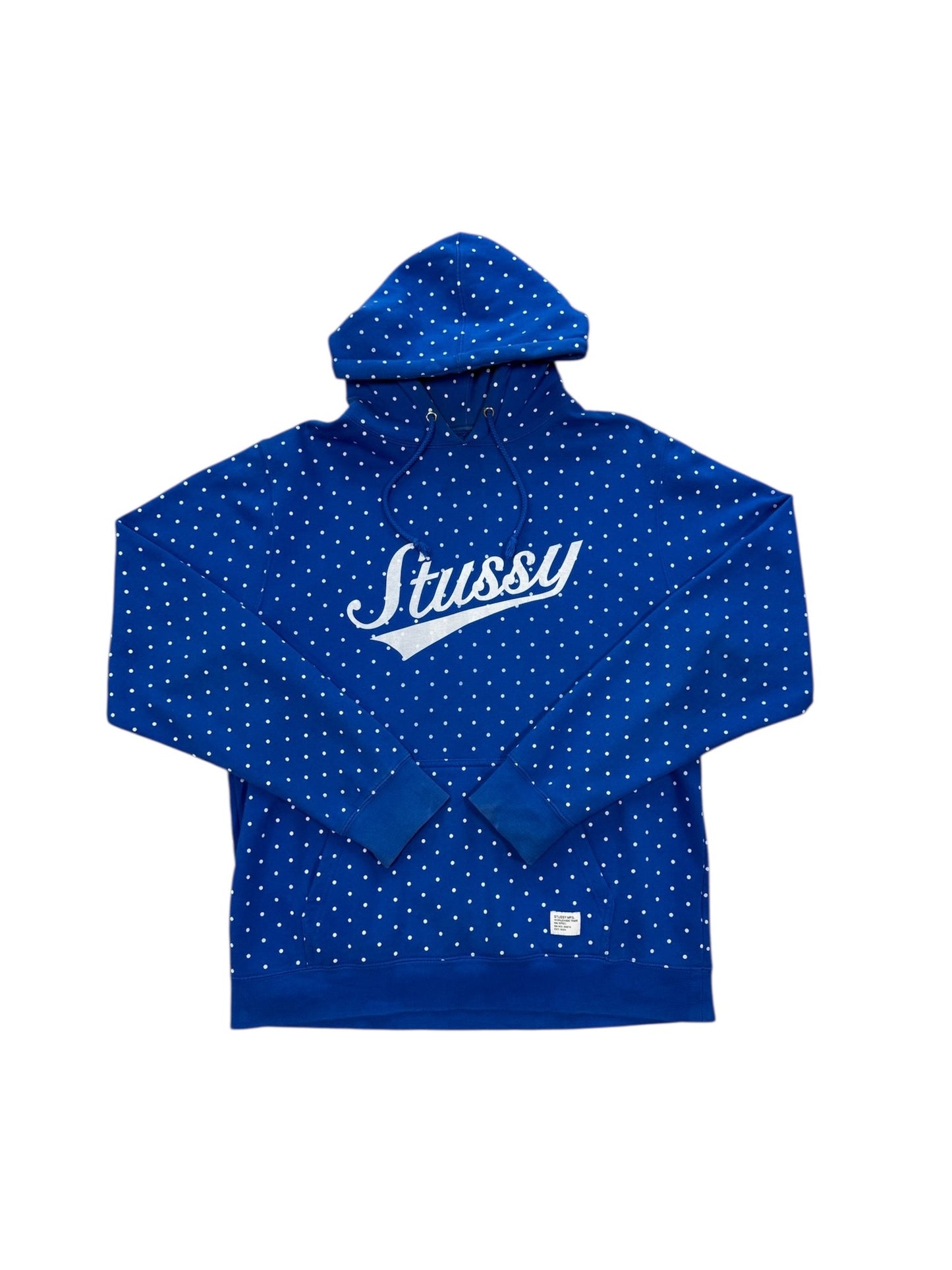 Stussy Polka Dot Blue Hoodie Sz XL