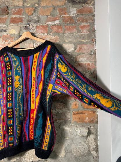 90s Chelean 3D Style Knit Sweater Sz L