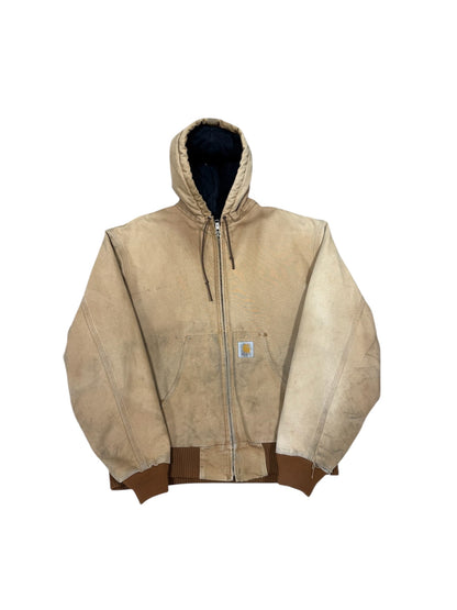 90s Carhartt Tan Hooded Jacket Sz L