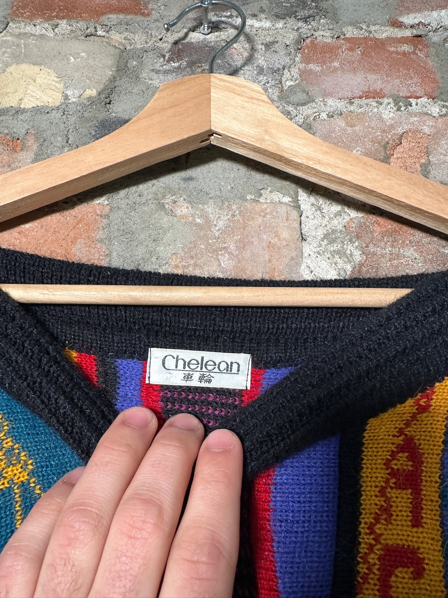 90s Chelean 3D Style Knit Sweater Sz L