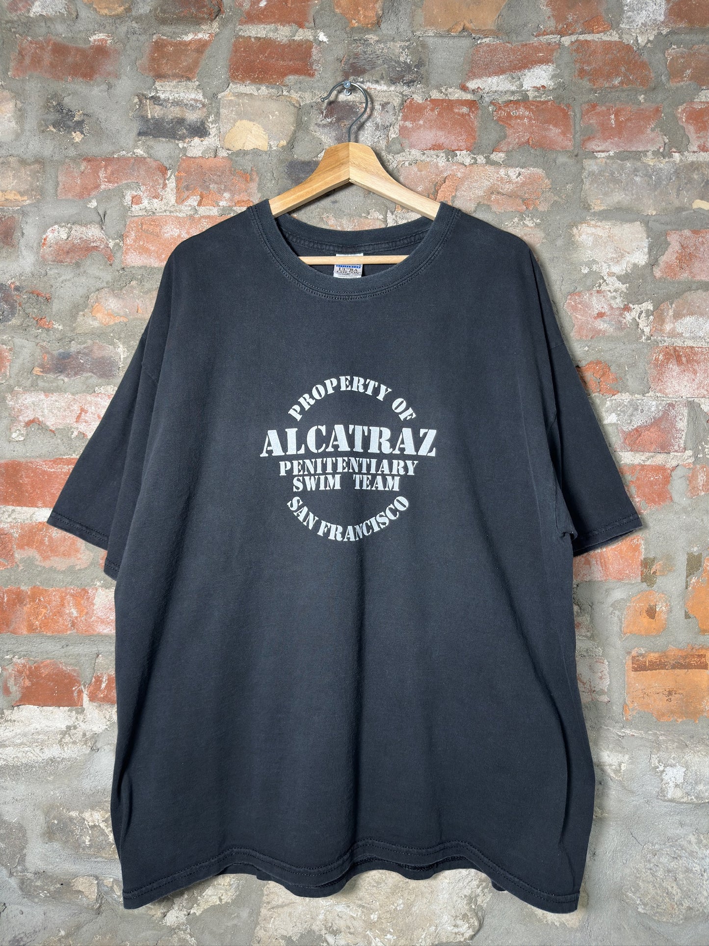 Vtg Alcatraz Swim Team Tee Black Sz XXL