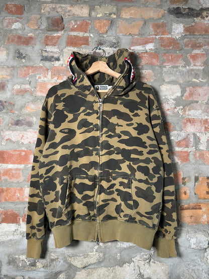 Bape Full-Zip Camo Shark Hoodie Sz M