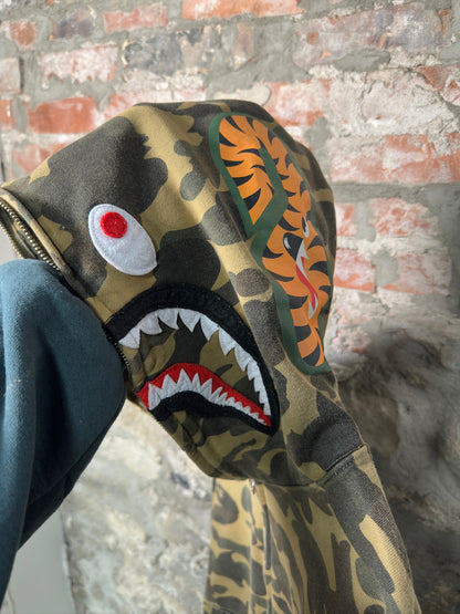 Bape Full-Zip Camo Shark Hoodie Sz M