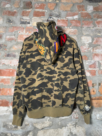 Bape Full-Zip Camo Shark Hoodie Sz M
