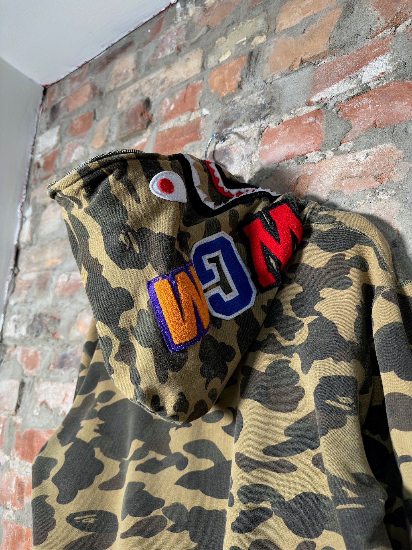 Bape Full-Zip Camo Shark Hoodie Sz M