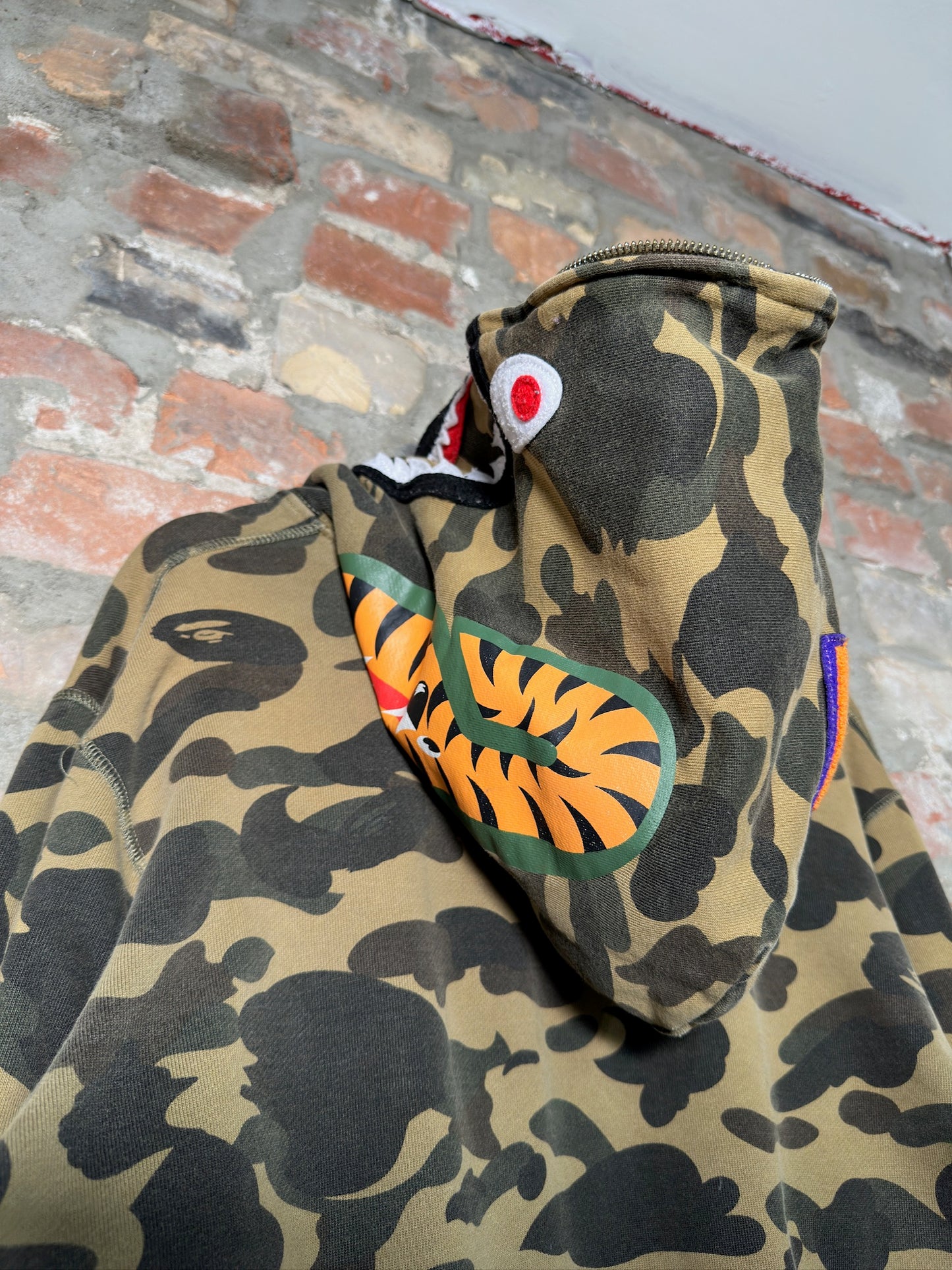 Bape Full-Zip Camo Shark Hoodie Sz M