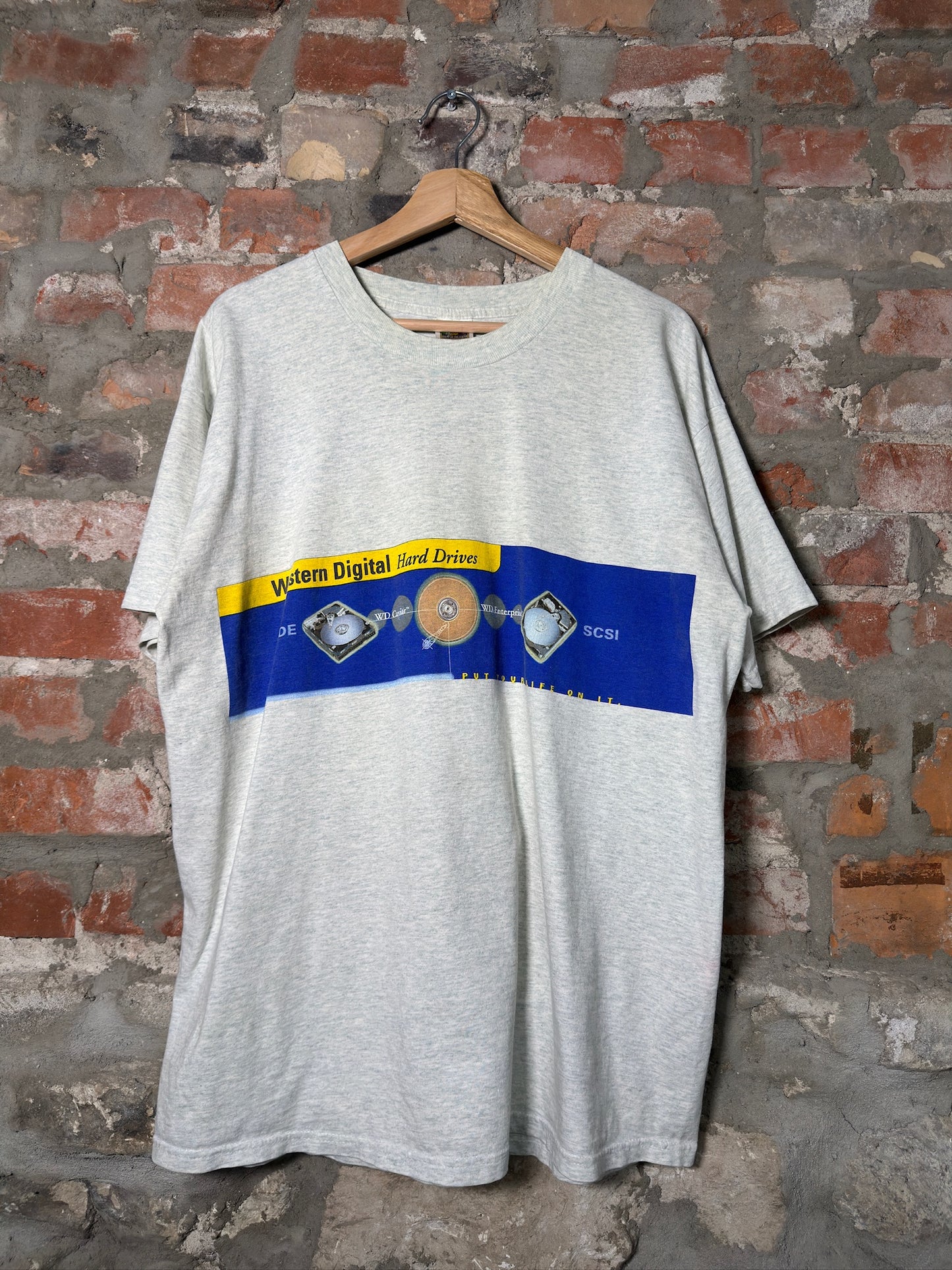 Vtg Western Digital Hard Drives Tee Grey Sz XL