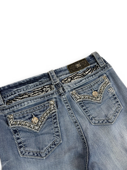 (27W) Vintage Y2K Miss Me Embroidered Mid Rise Boot Jeans