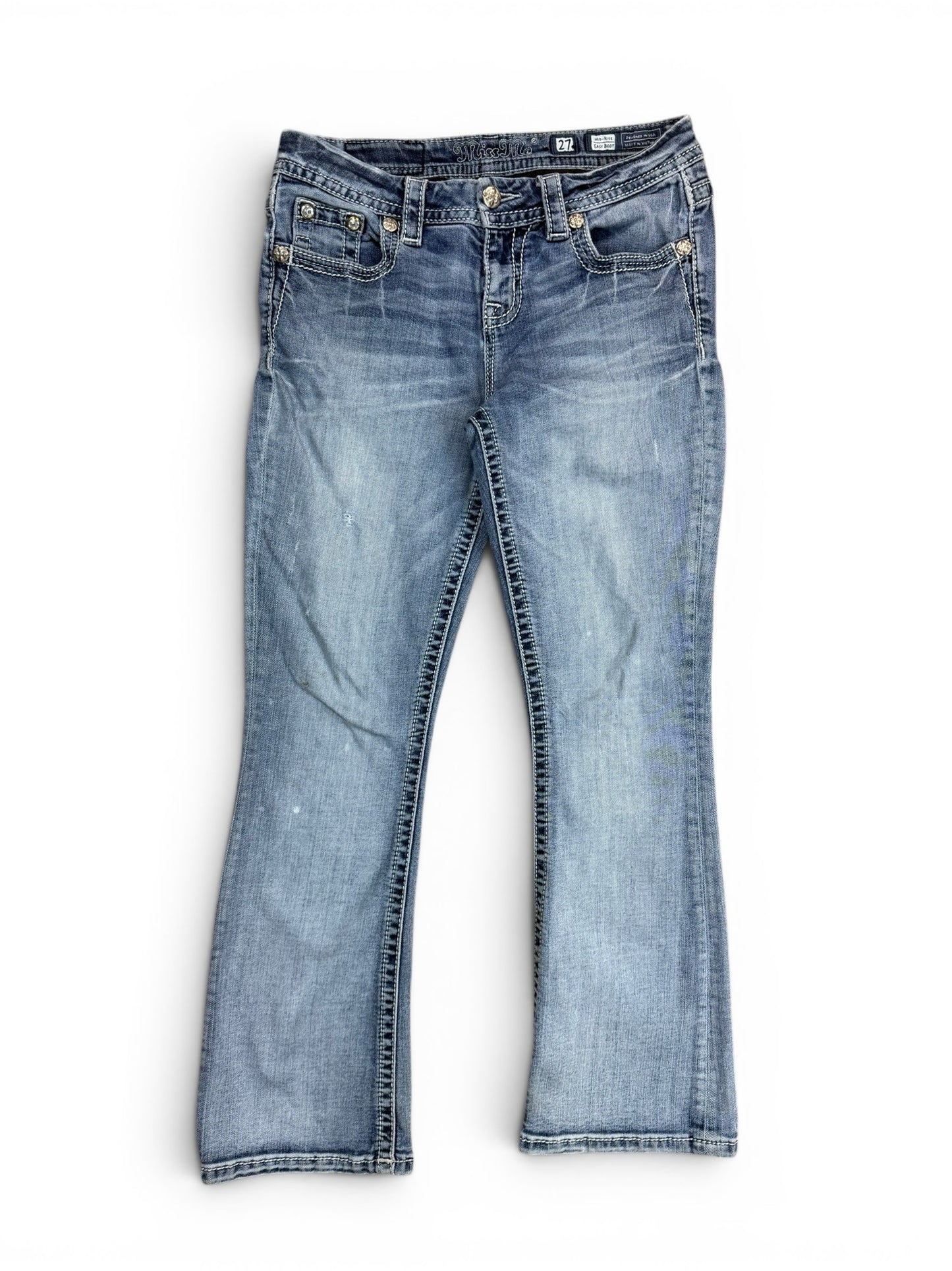 (27W) Vintage Y2K Miss Me Embroidered Mid Rise Boot Jeans