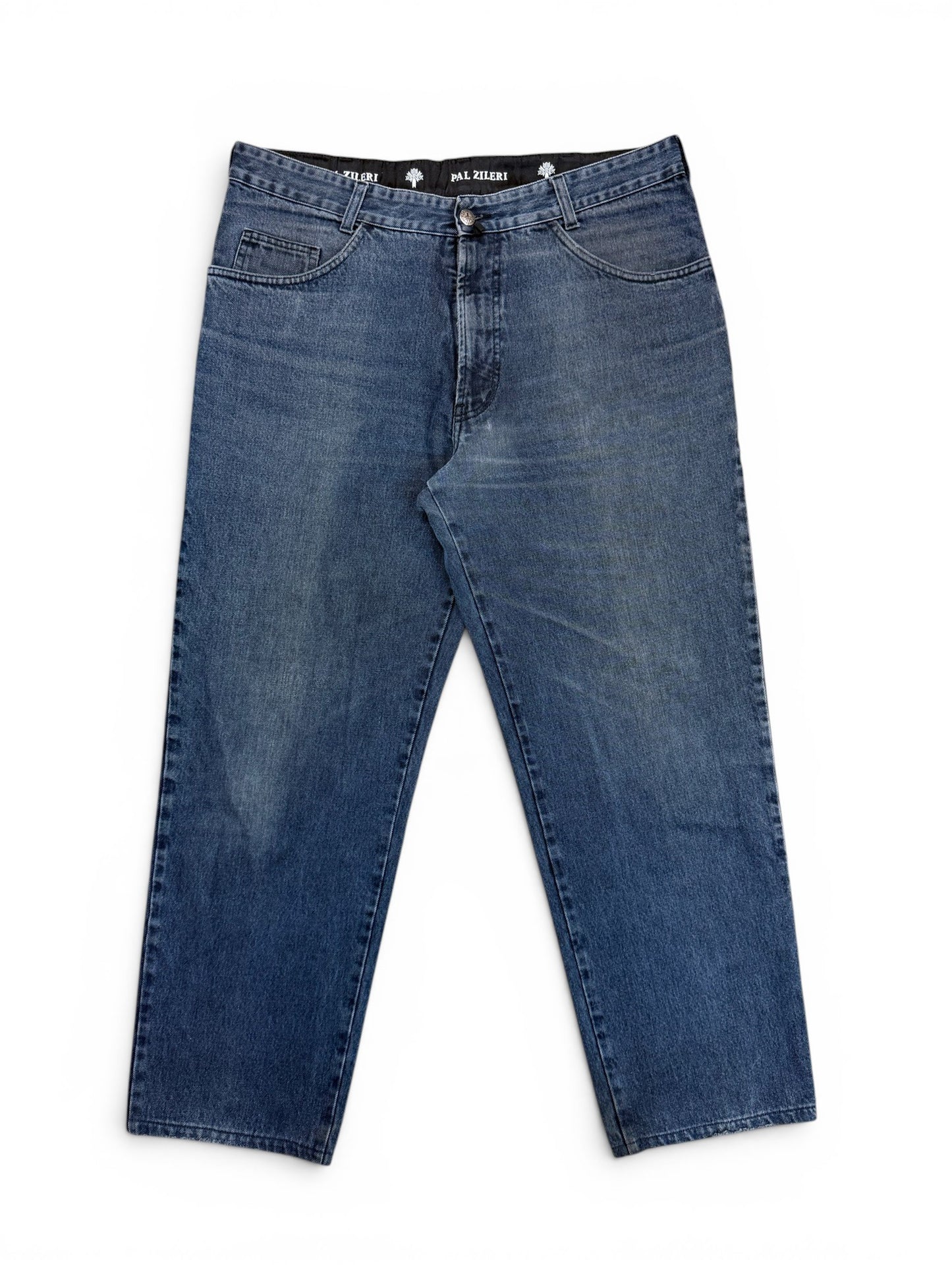 (38W) Vintage Y2K Pal Zileri Washed Black Baggy Jeans