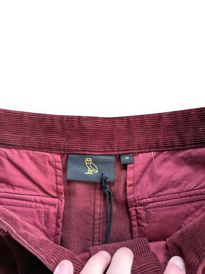 (32W) OVO Burgundy Corduroy Cargo Pants