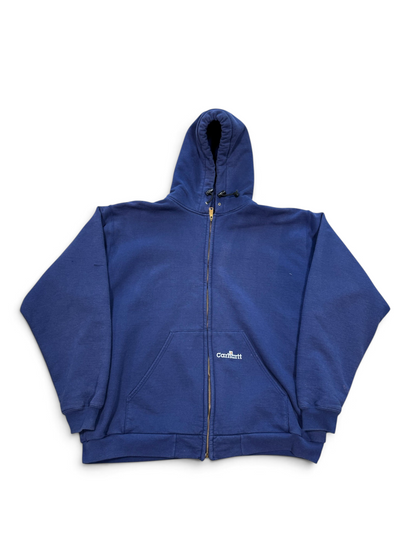 (XXL) Vintage 90s Carhartt Double Lined Navy Zip-Up Hoodie