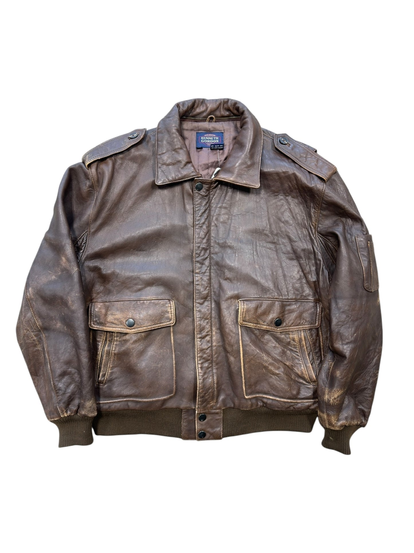 90s Kenneth Gordon Leather Jacket Sz L