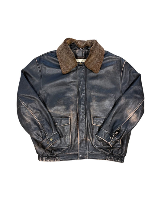 90s Jos. A. Bank Leather Pilot Jacket Sz XL
