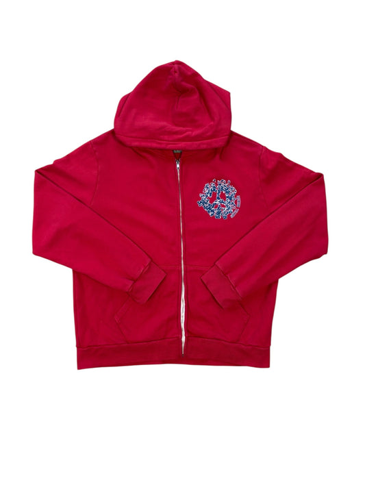 Denim Tears University Zip Up Hoodie Red Sz XL