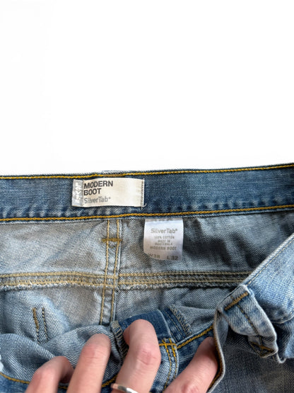 (38W) Vintage Y2K Silver Tab Light Wash Jeans