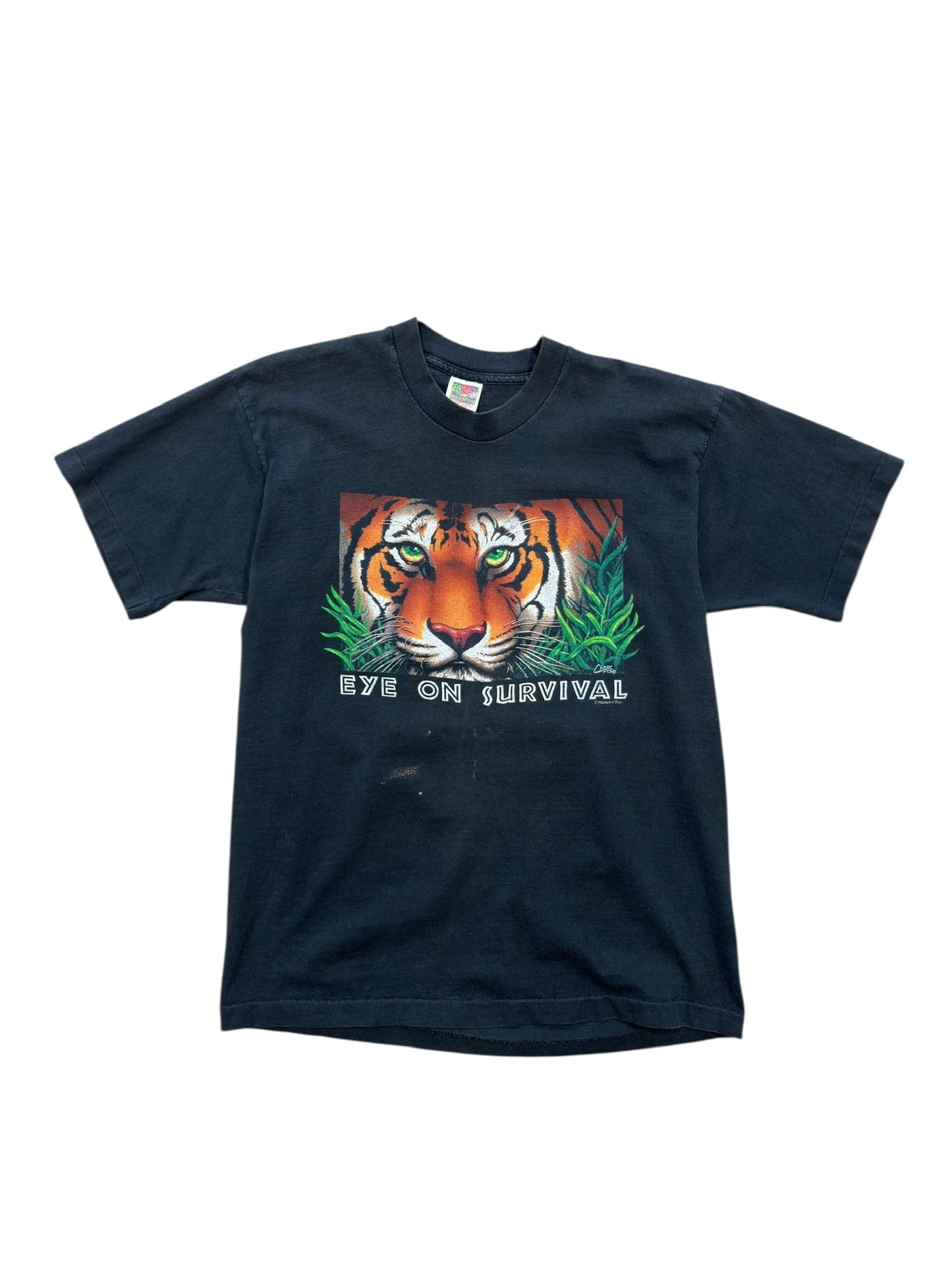 90s Eyes On Survival Tiger Tee Black Sz L