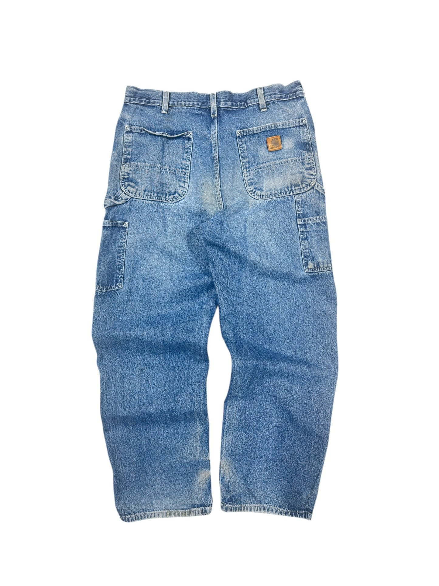 Vtg Carhartt Denim Carpenter Pants Sz 34W