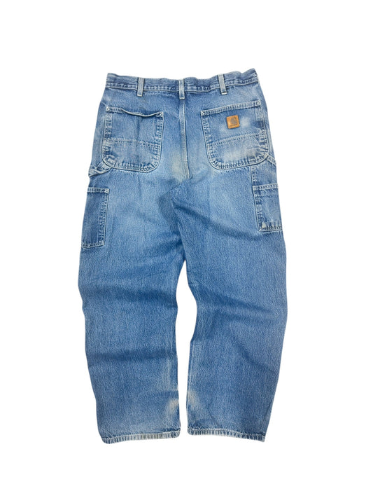 Vtg Carhartt Denim Carpenter Pants Sz 34W