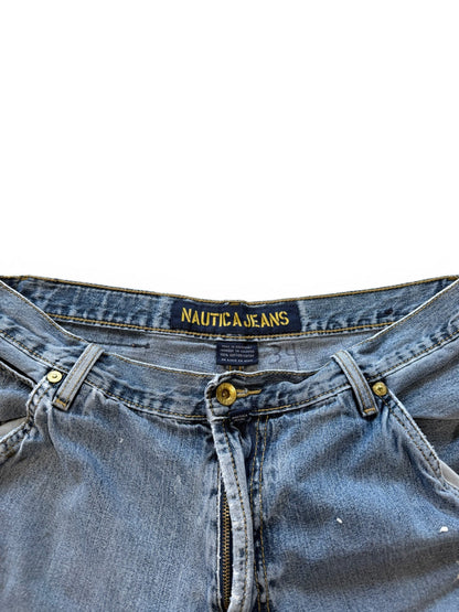 (34W) Y2k Nautica Jeans Faded Denim Carpenter Shorts