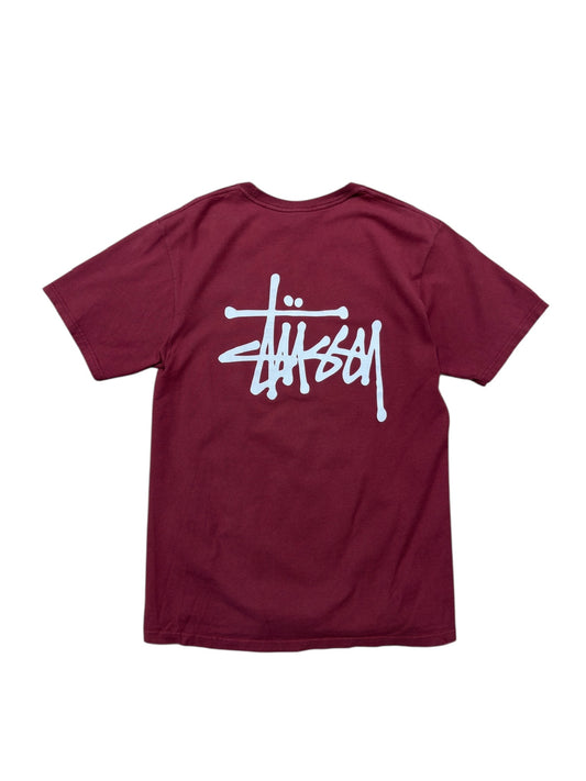 Stussy Script Burgundy Tee Sz M