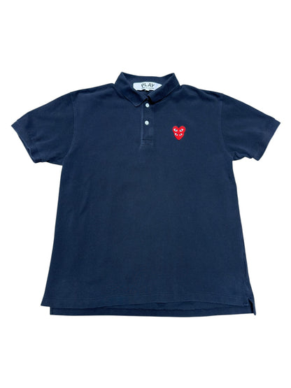 CDG Double Heart Polo Shirt Sz XL