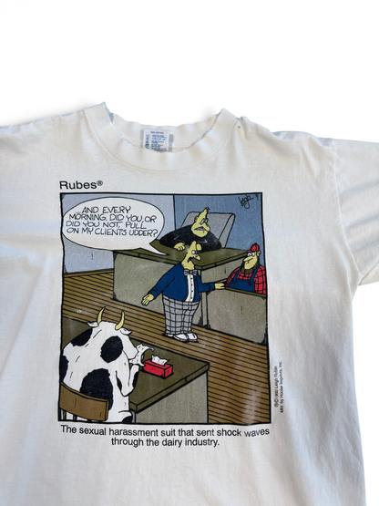 (L) Vintage 1992 Cow In Court Parody Tee