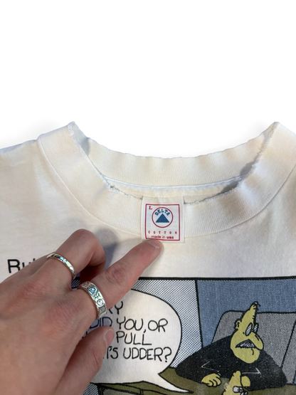 (L) Vintage 1992 Cow In Court Parody Tee