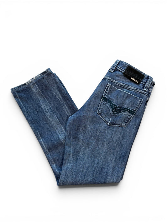 (31 Waist) Y2K Diesel Embroidered Dark Wash Jeans