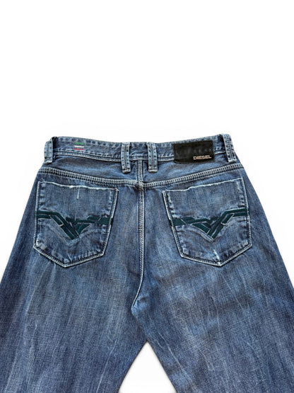 (31 Waist) Y2K Diesel Embroidered Dark Wash Jeans