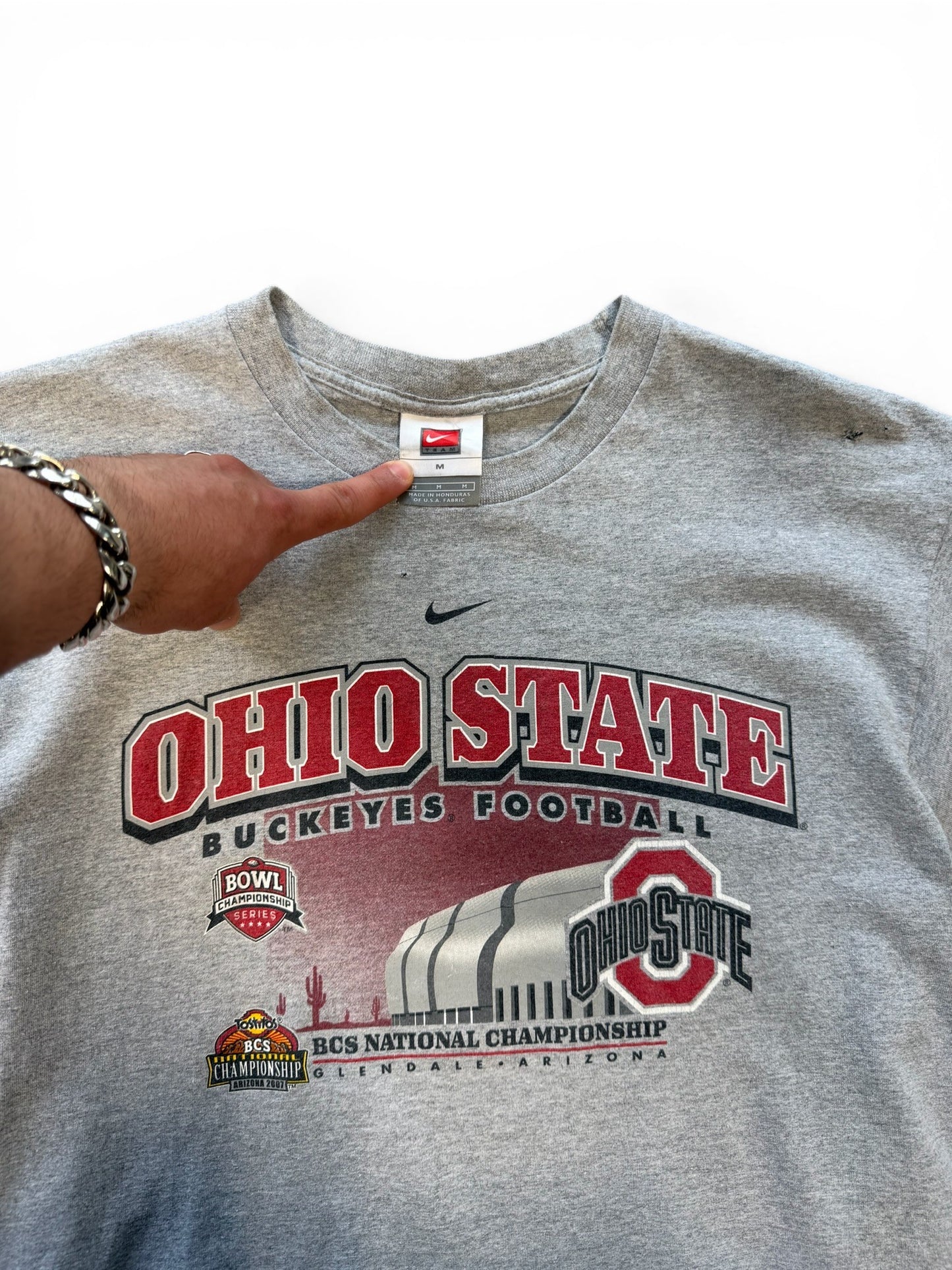 (M) Vintage 2000s Ohio State Football Grey T-Shirt