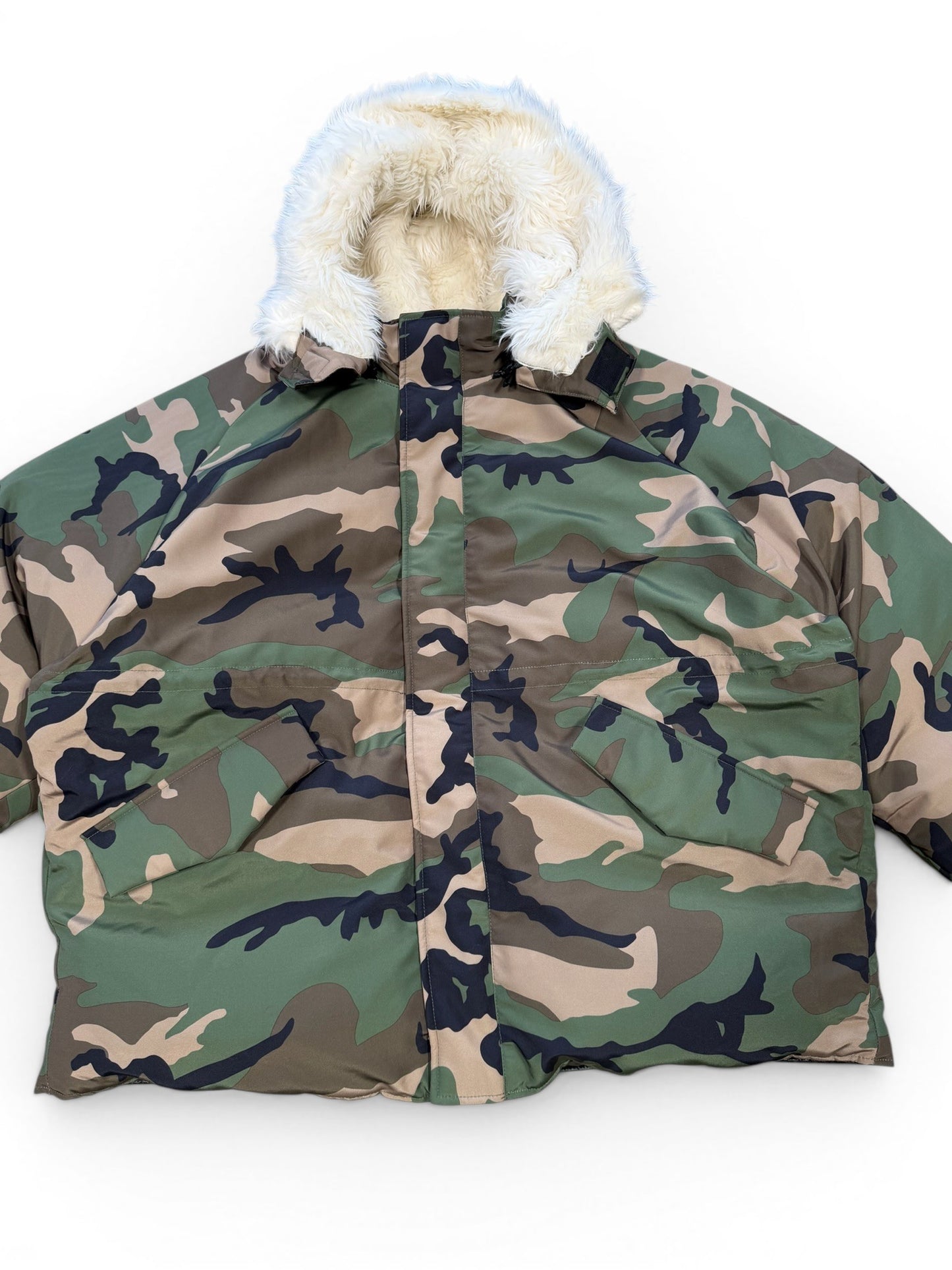 (L) Yeezy Season X PK-01 Camo Parka Jacket Faux Fur Hood