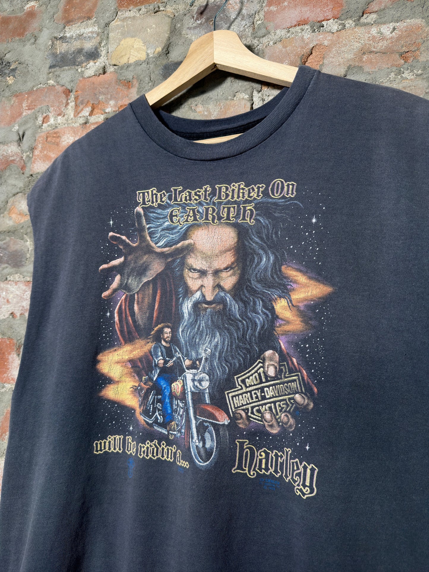 90s Harley Davidson 3D Emblem Wizard Chopper Sz XXL