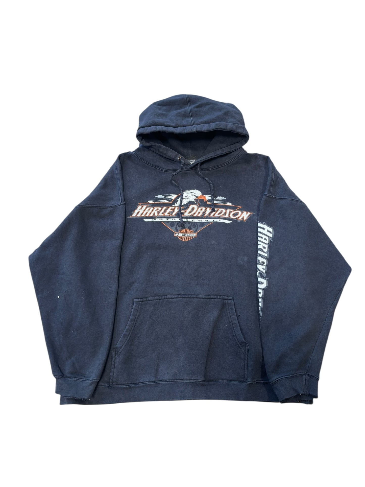 00s Harley Davidson Motorsports Hoodie Black Sz XXL