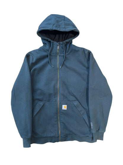 Vtg Carhartt Waffle Lined Green Zip Up Hoodie Sz M