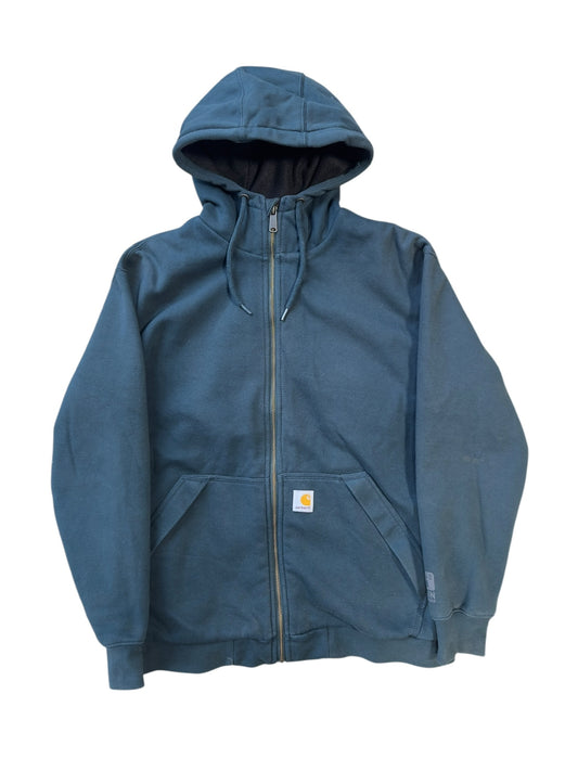 Vtg Carhartt Waffle Lined Green Zip Up Hoodie Sz M