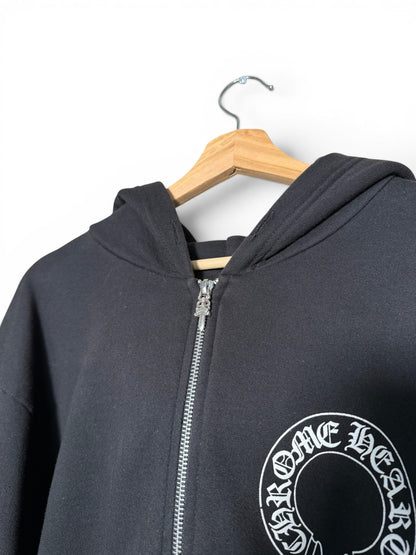 (S) Chrome Hearts Floral Horeshoe Zip-Up Hoodie