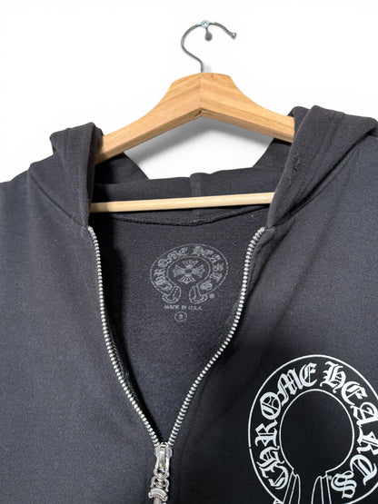 (S) Chrome Hearts Floral Horeshoe Zip-Up Hoodie
