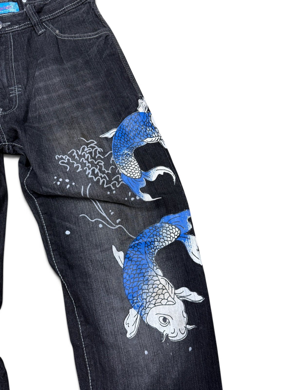 (34x34) Vintage Y2k GB Design Koi Fish Baggy Jeans
