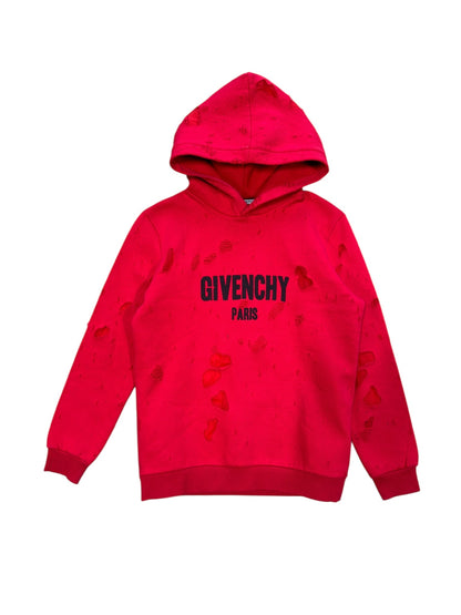 Givenchy Paris Distressed Hoodie Red Sz S