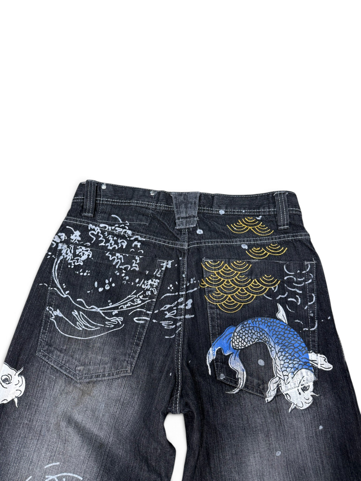 (34x34) Vintage Y2k GB Design Koi Fish Baggy Jeans