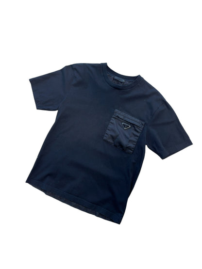 Prada Re-Nylon Triangle Logo T-Shirt Black Sz M