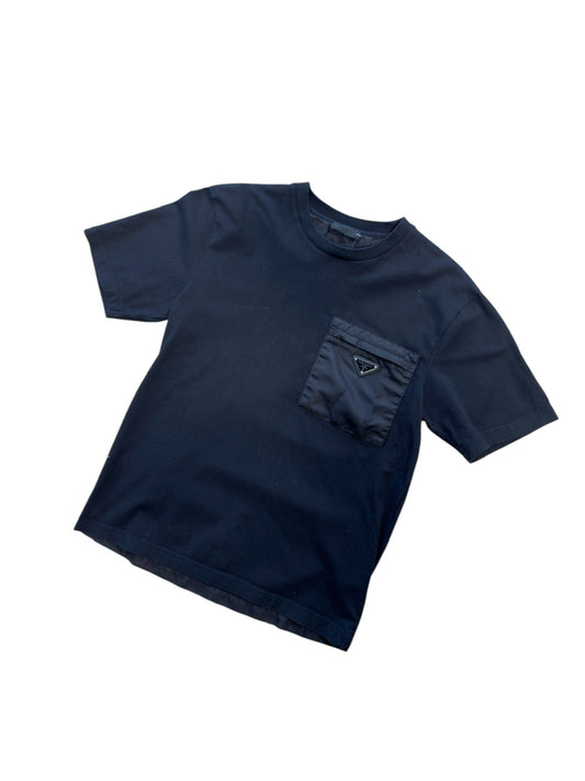 Prada Re-Nylon Triangle Logo T-Shirt Black Sz M