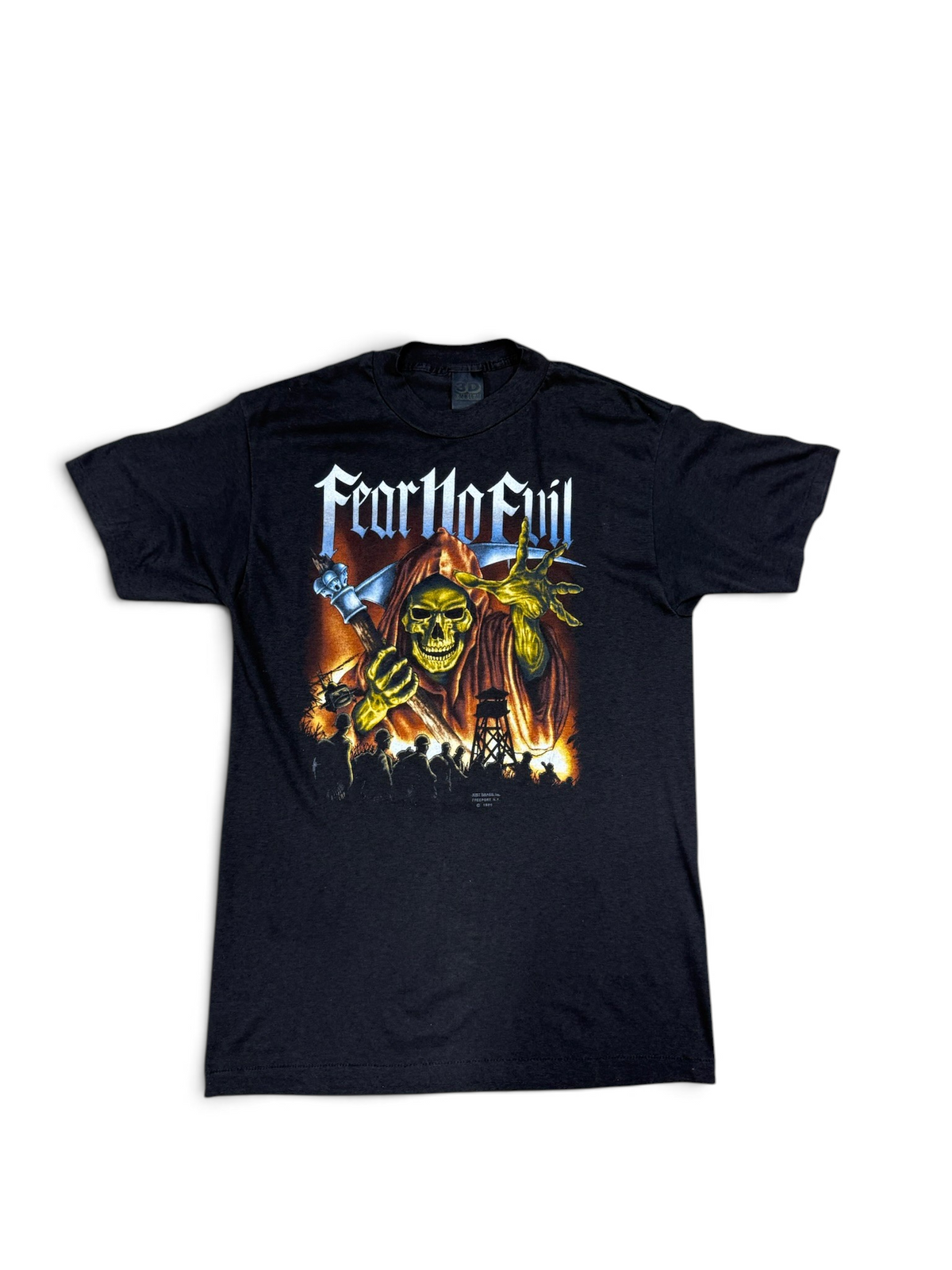 (L) Vintage 1989 Fear No Evil 3D Emblem T-Shirt
