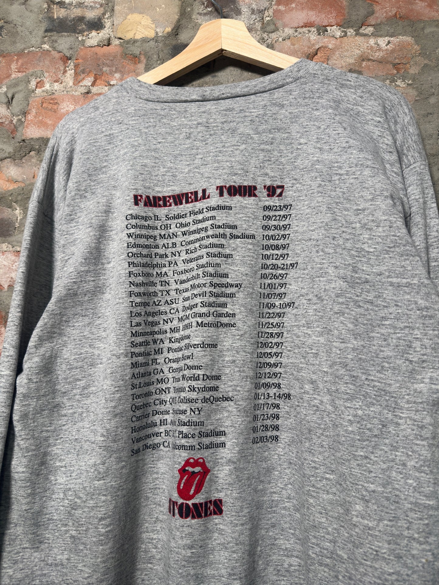 97" Rolling Stones Farewell Tour Long Sleeve Sz L
