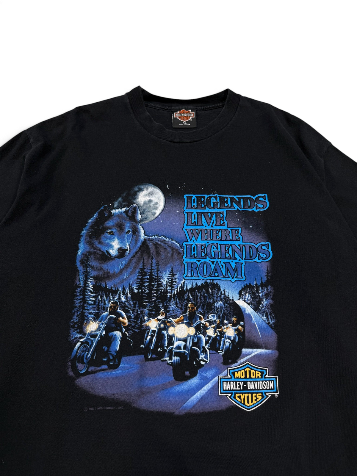 (XL) Vintage 1991 Harley Davidson Legends Live Where Legends Roam T-Shirt