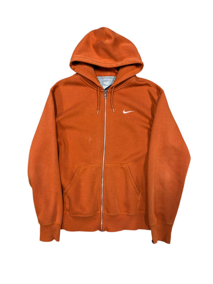 00s Nike Mini Swoosh Zip Up Hoodie Orange Sz XL