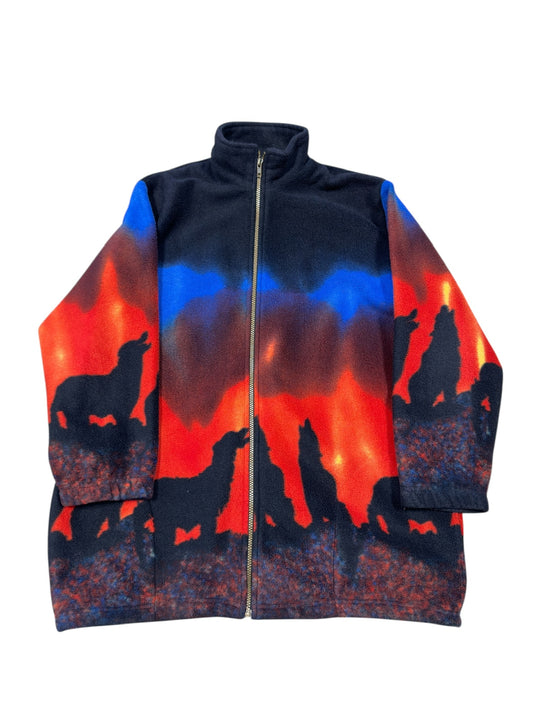 00s Alaska Wolves Zip Up Fleece Sz XL