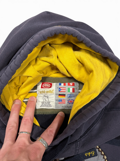 (L) Vintage Y2k Ecko Unltd Patches Faded Hoodie